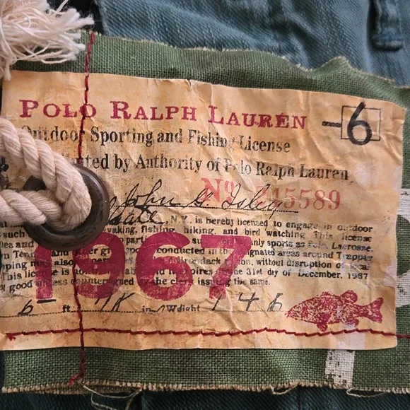 POLO Sportsman Military Green Distress 1967 Patchwork Cargo Jeans NWT - Picture 16 of 16